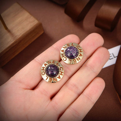 18K CC Purple Gold Earrings