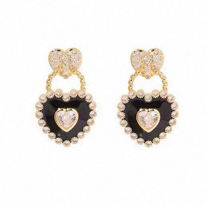 18K BV Heart Diamonds Earrings
