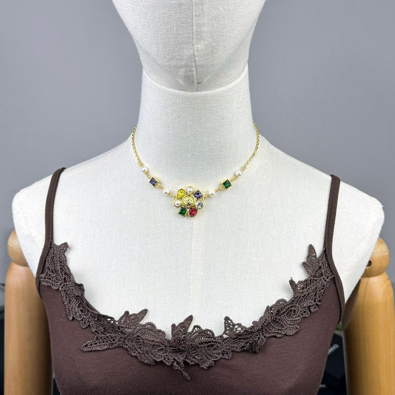 18K CC 26C Color Crystal Choker Necklace