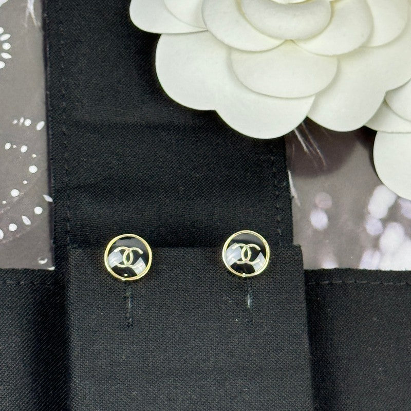 18K CC 25K Black Gold Earrings