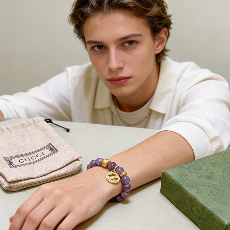 18K GG Anger Forest Violet Bead Chain Bracelet