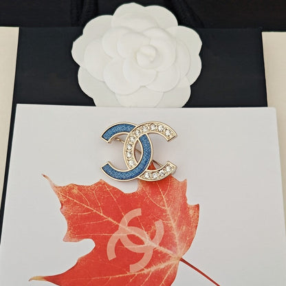 18K CC Blue & White Gold Diamond Brooch