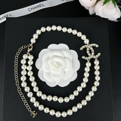 18K CC 25B Long Pearls Necklace
