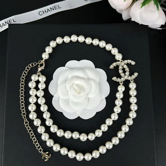 18K CC 25B Long Pearls Necklace