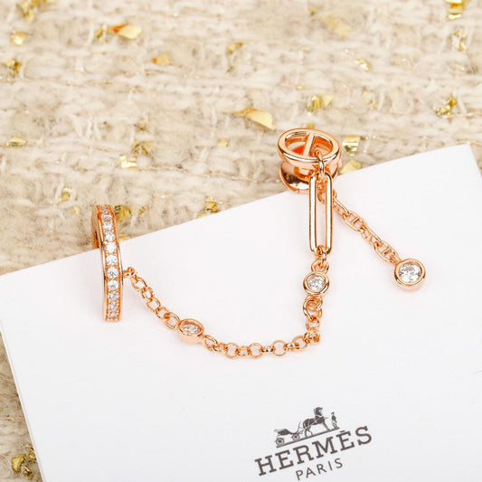18K Chaine D'Ancre Rose Gold Diamond Earrings
