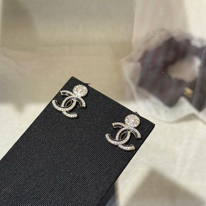 18K CC Black Diamond Earrings