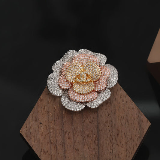 18K CC Camellia Pink Diamonds Brooch