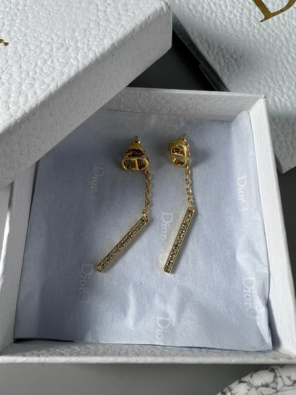 18K CD Vintage Tassel Diamonds Earrings