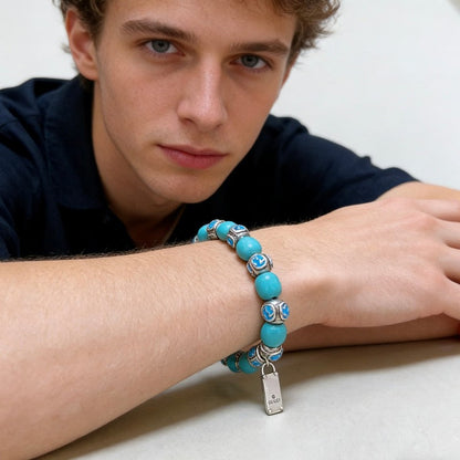 18K GG Anger Forest Chalchite Bead Chain Bracelet