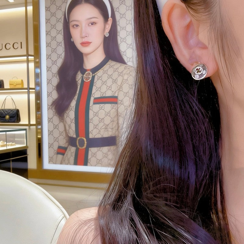 18K GG Gold Diamond Earrings