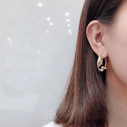 18K CD Star Pink Crystals Earrings