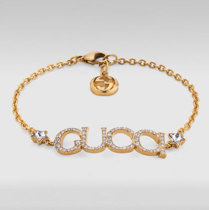 18K GG Embellished Script Letter Bracelet