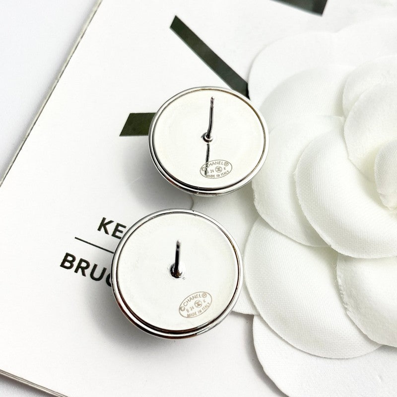 18K CC 24C Star Round Gold Earrings