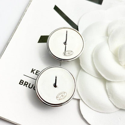 18K CC 24C Star Round Gold Earrings