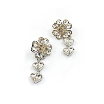 18K CC Crystal Flower Earrings