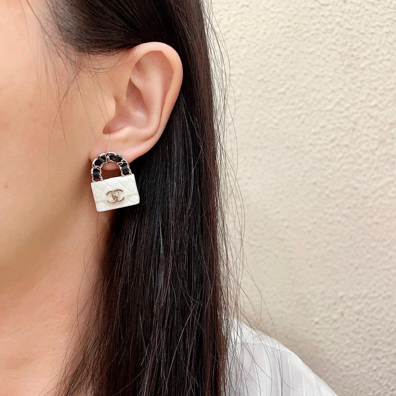 18K CC Color Bag Gold Earrings