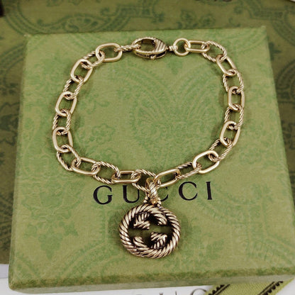 18K Double G Striped Pendant Bracelet
