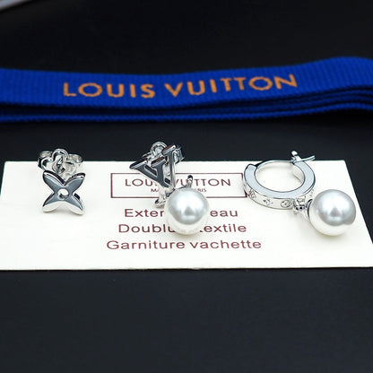 18K Louis Monogram Pearls Earrings