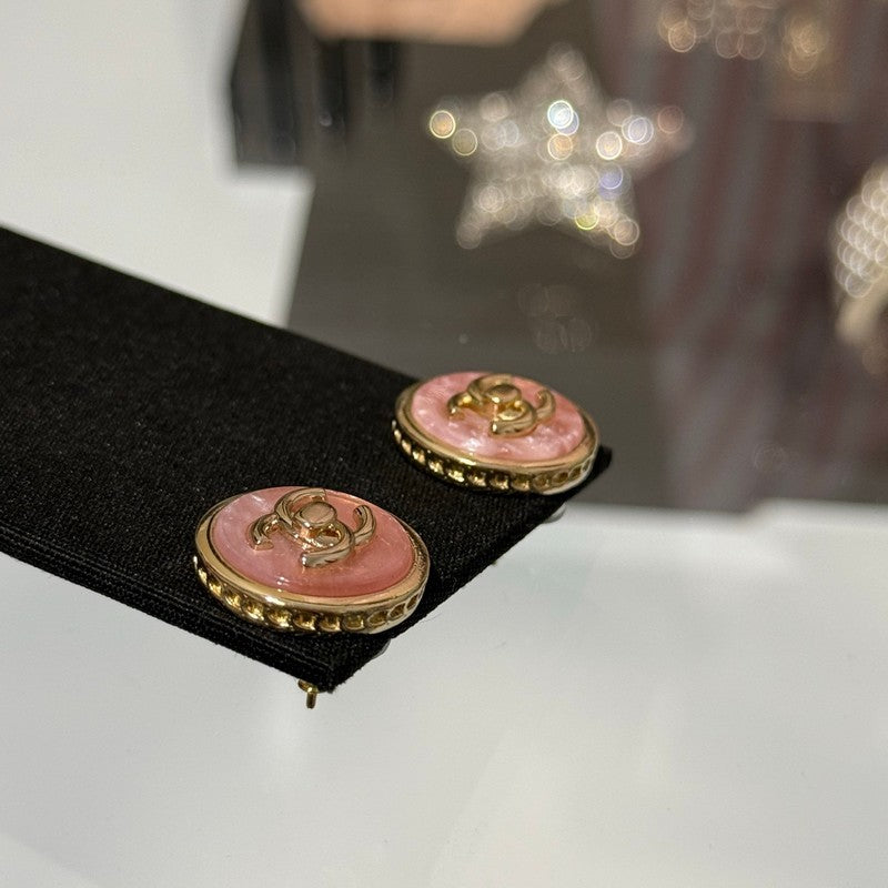 18K CC 25B Pink Gold Earrings