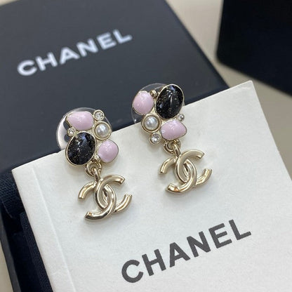 18K CC 25K Black & Pink Gold Earrings