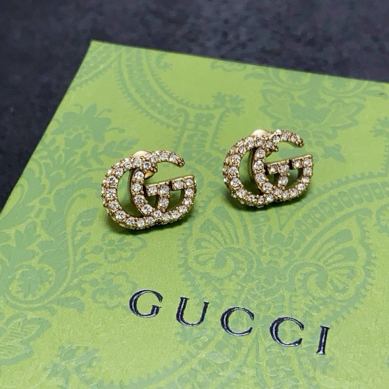 18K GG Diamond Gold Earrings