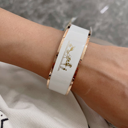18K Enamel Cal¨¨che Wide Bangle H Bracelet