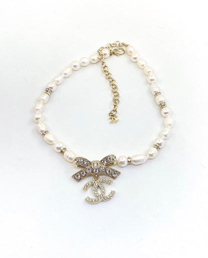 18K CC Bow Tie Diamonds Necklace