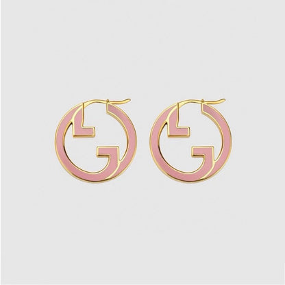 18K Double G Pink Hollow Earrings