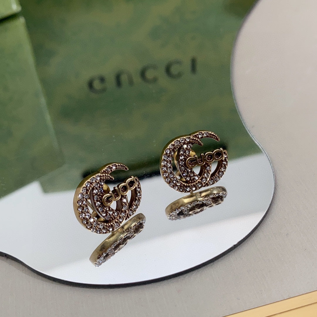 18K GG Logo Diamonds Earrings