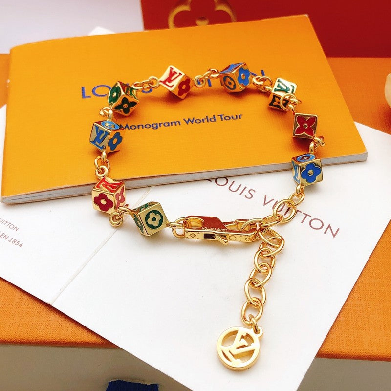18K Louis Color Dice Gold Bracelet
