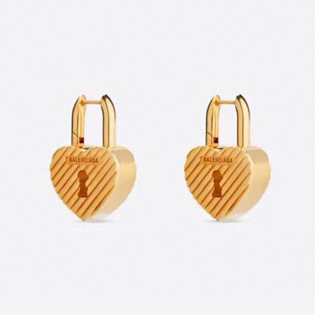 18K BB Hear Lock Earrings