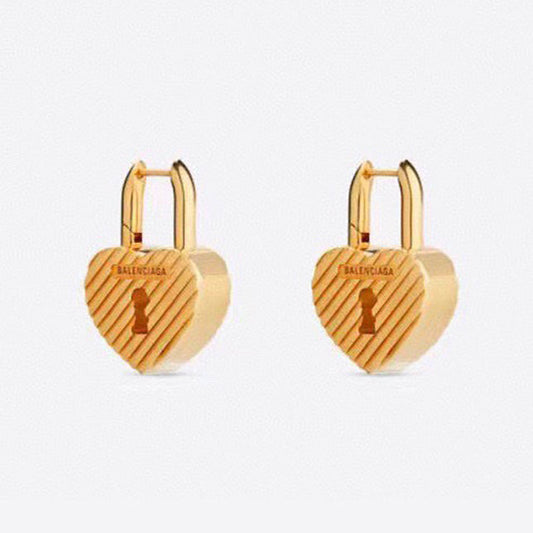 18K BB Hear Lock Earrings