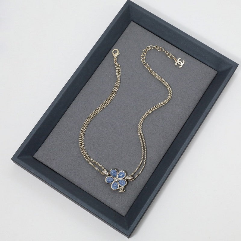 18K CC Blue Camellia Diamond Choker Necklace