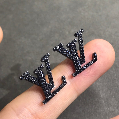 18K Louis Iconic Black Crystal Stud Earrings