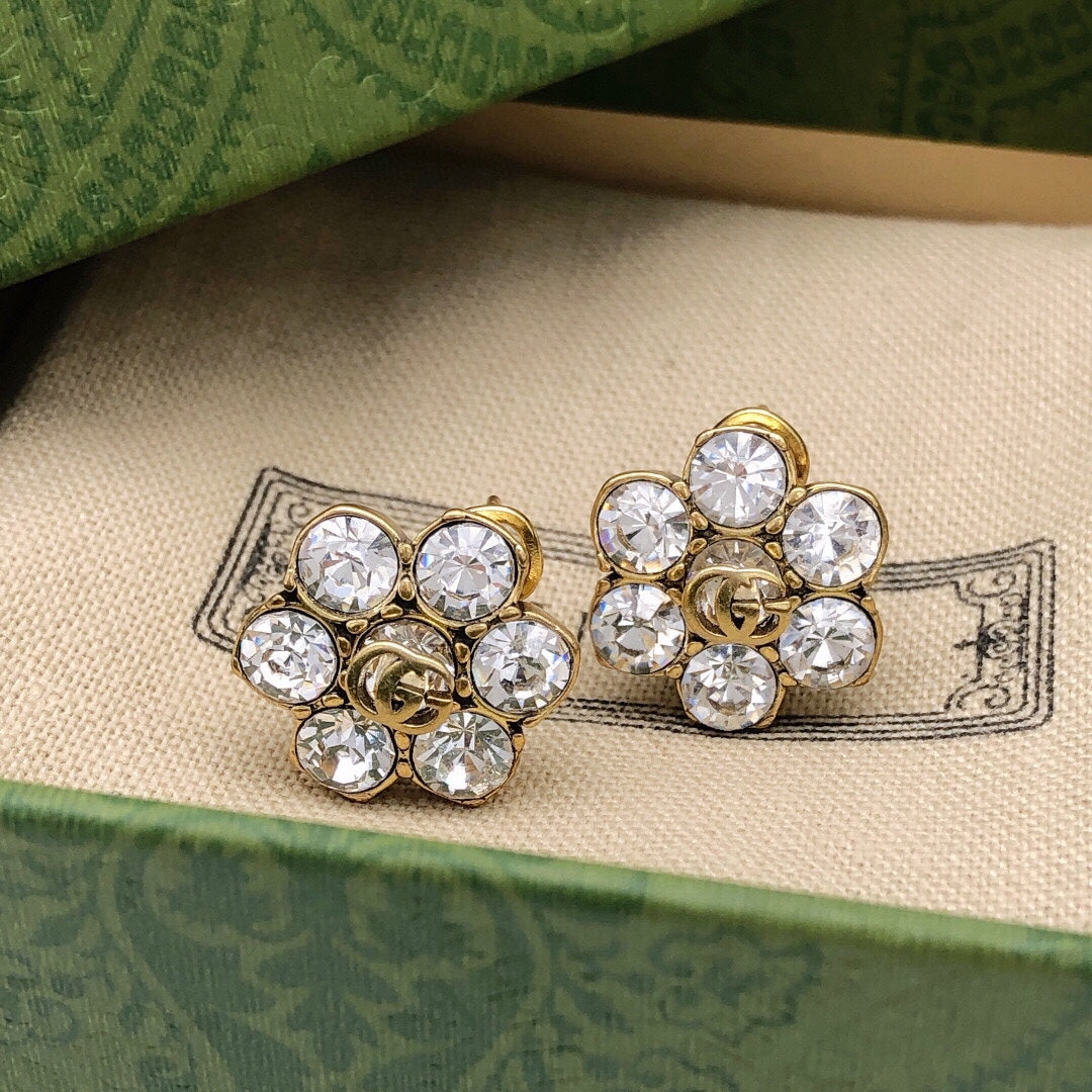 18K Double G Crystals Earrings