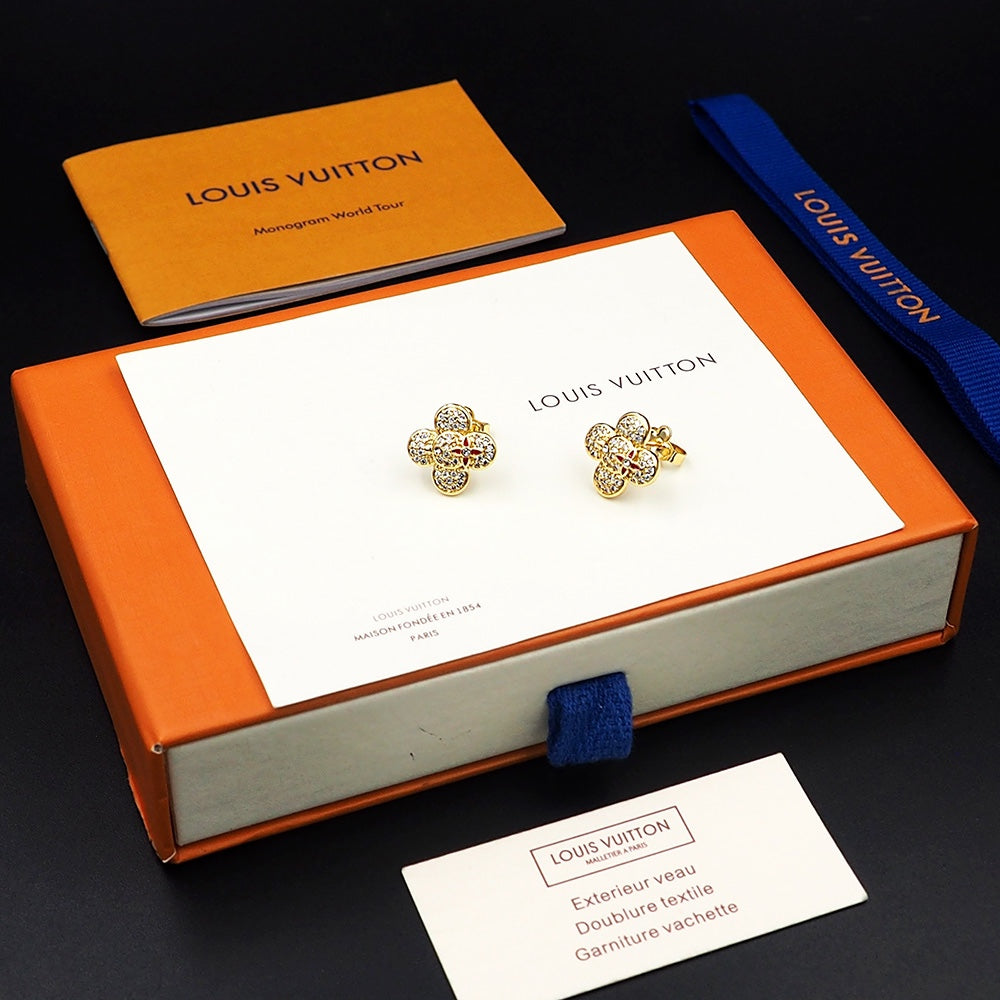 18K Louis Vivienne Diamond Earrings