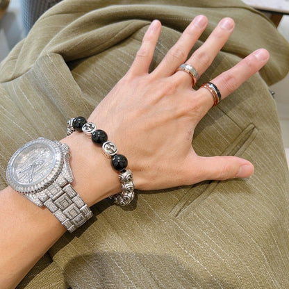 18K GG Anger Forest Black Bead Chain Bracelet