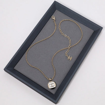 18K CC Black & White Logo Gold Necklace