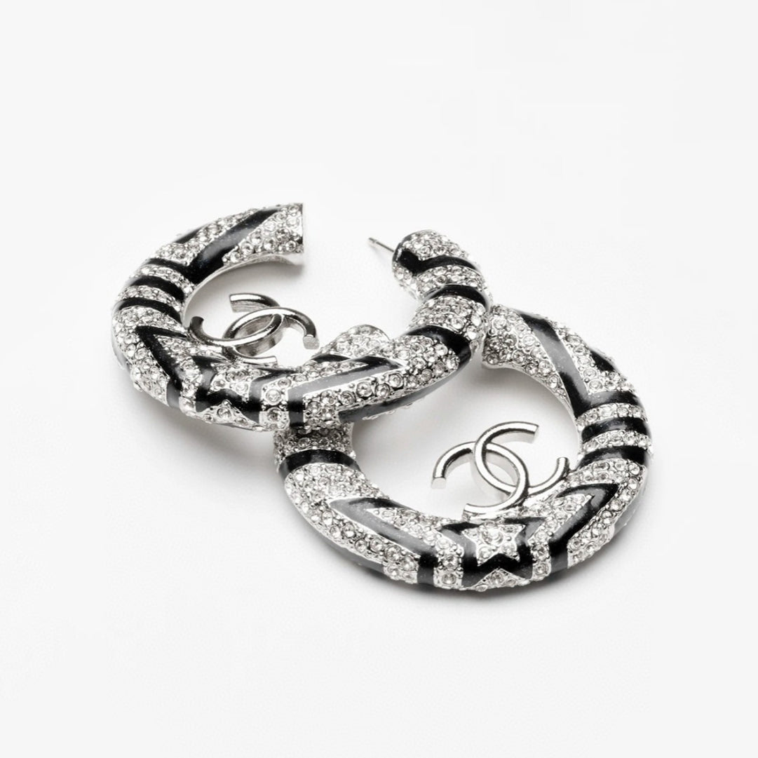 18K CC Black Diamonds Earrings