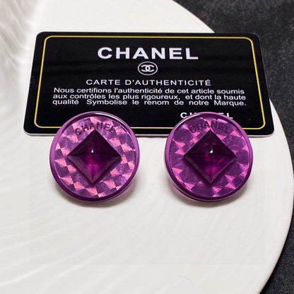 18K Vintage CC Purple Earrings