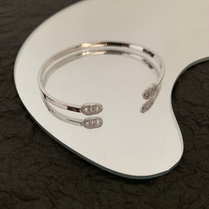 18K Double G Running Diamond Cuff Bracelet