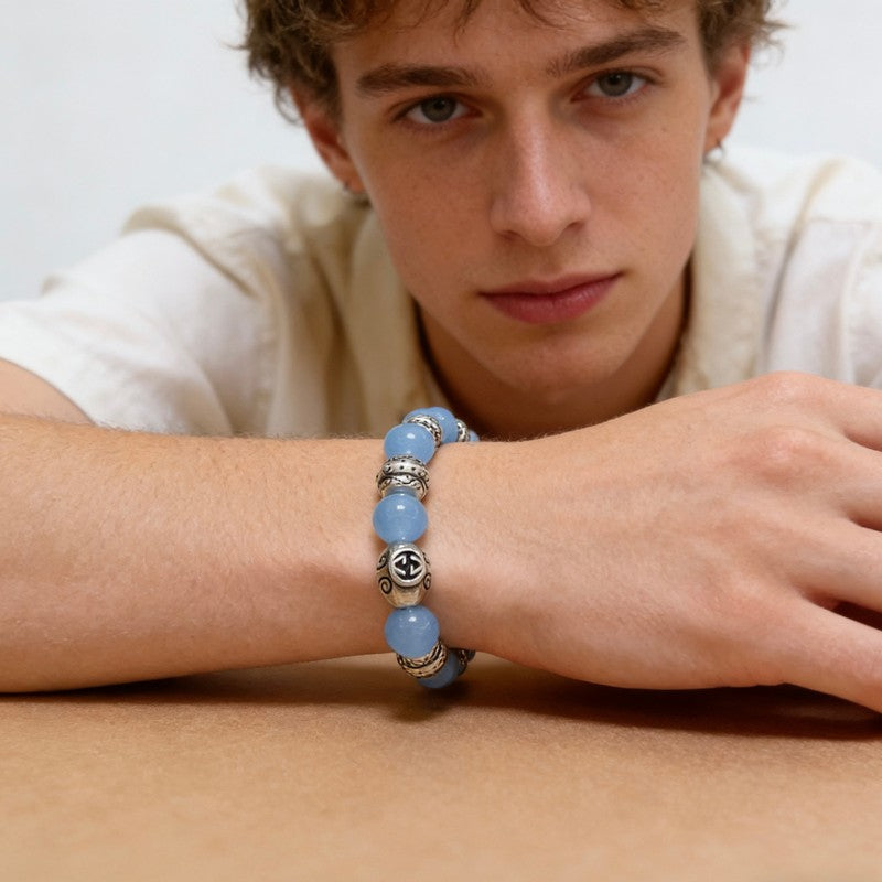 18K GG Anger Forest Blue Bead Chain Bracelet