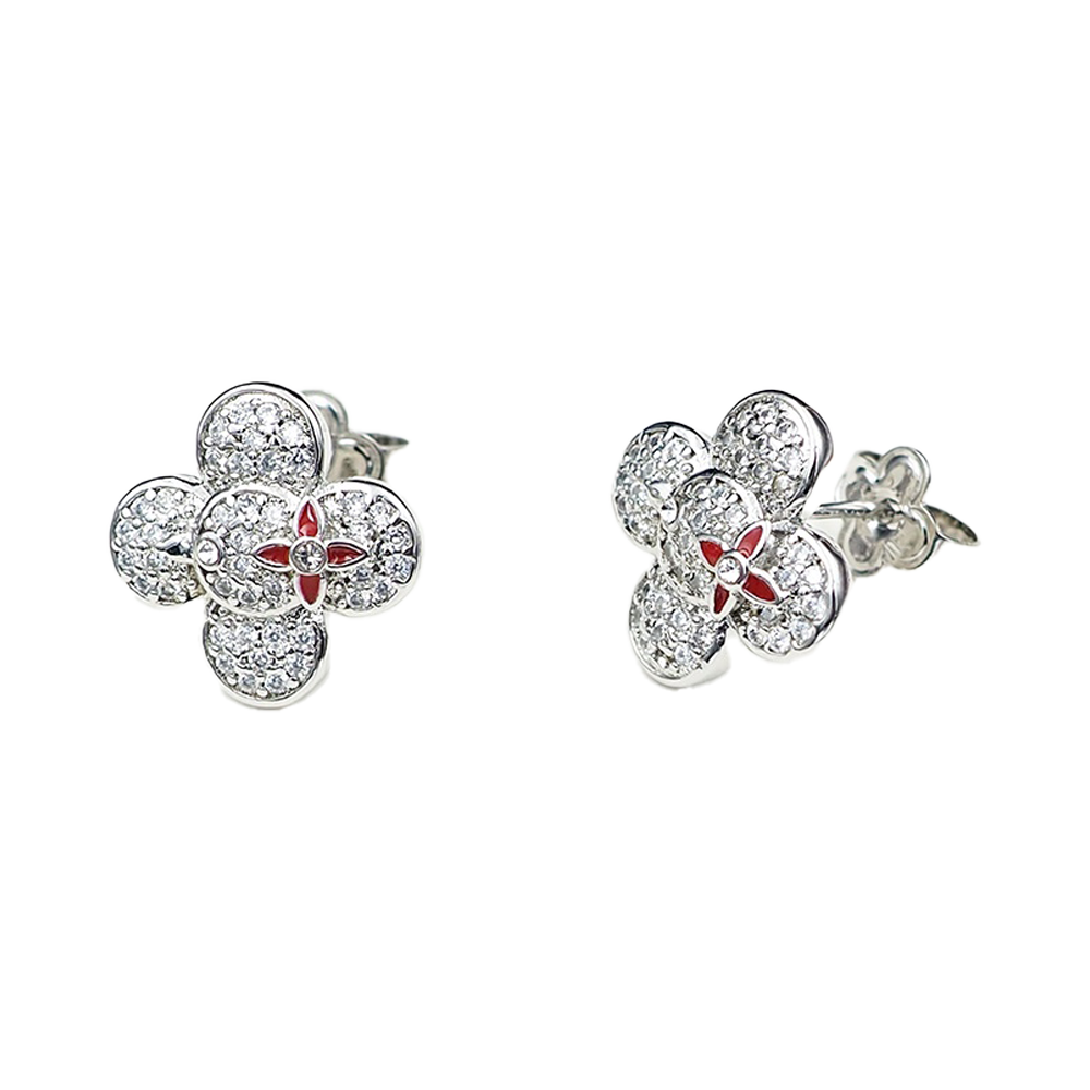 18K Louis Vivienne Diamond Earrings