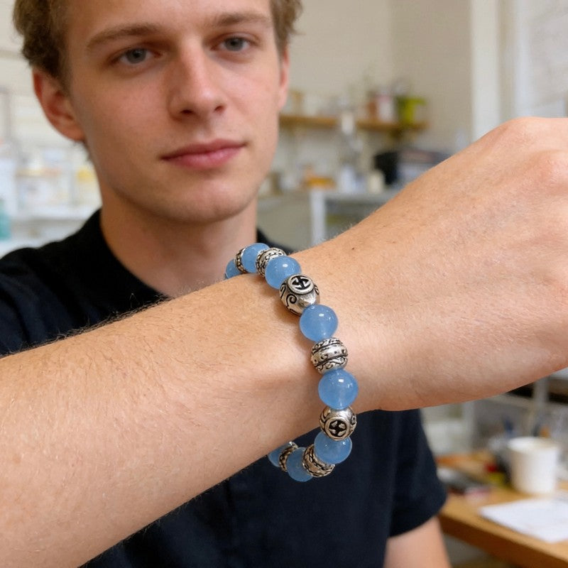 18K GG Anger Forest Blue Bead Chain Bracelet