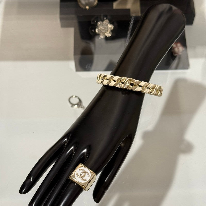 18K CC 26C White Open Cuff Bracelet