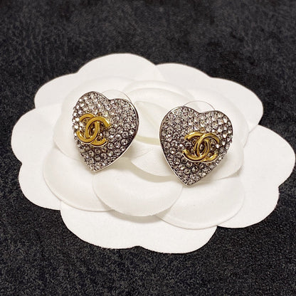 18K CC Heart Diamonds Earrings