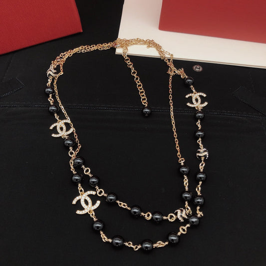 18K CC Black Pearls Necklace