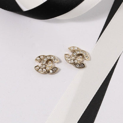 18K CC Diamond & Pearl Earrings