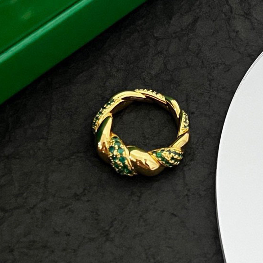 18K BV Green Crystals Ring