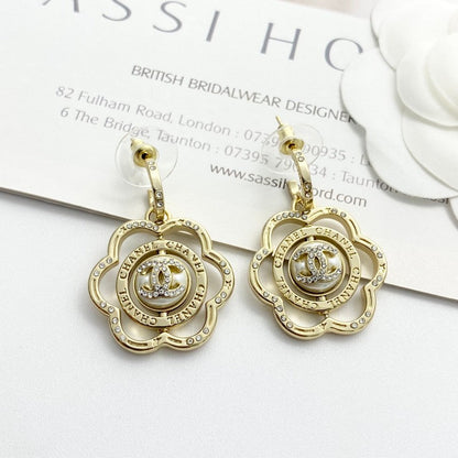 18K CC Camellia Gold Earrings